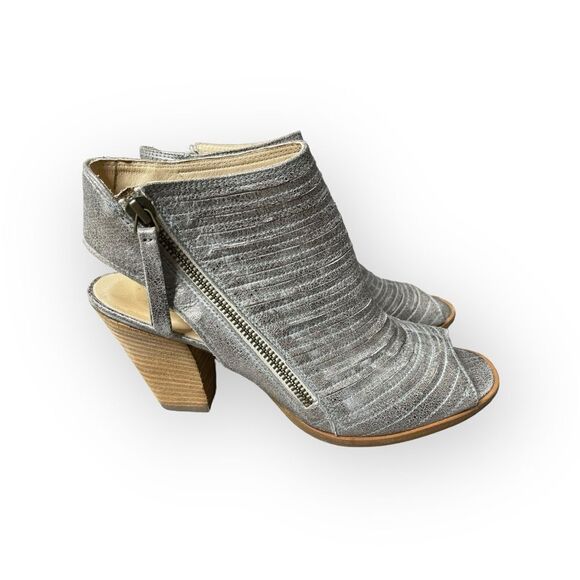 Paul Green Silver Peep Toe Leather Heels - (5.5) 8 US - Picture 3 of 13
